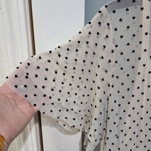 Torrid Cream Mesh Midi Dress with Black Hearts – Size 2 (18/20) - Picture 5 of 12